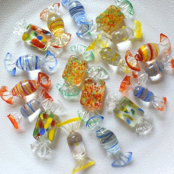 Hand Blown Glass Candies, Lot of 18, Vintage, Murano? - Picture 7 of 9